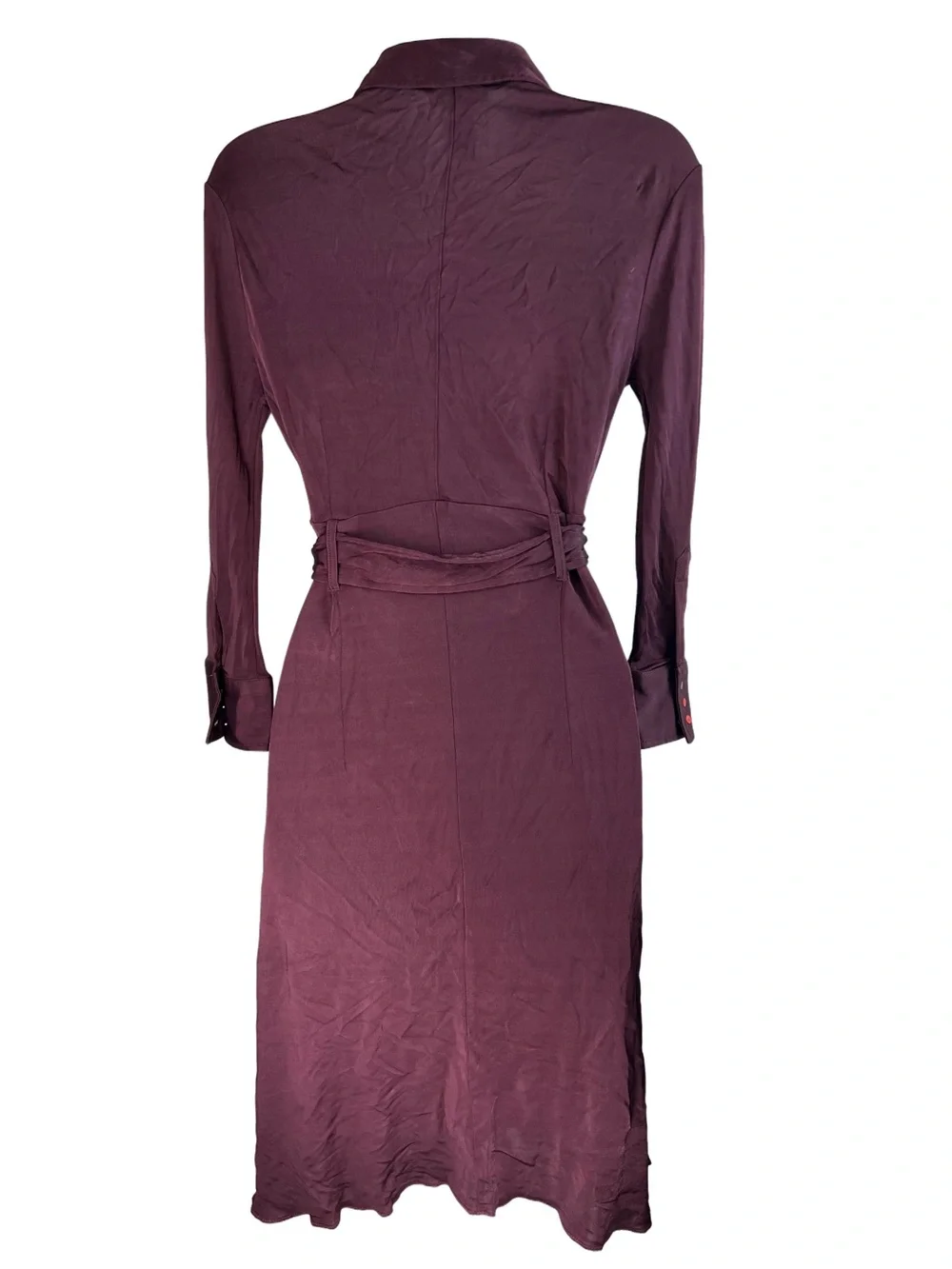 Diesel Shirt Dress Burgundy Rayon Viscose Utility Midi Dress Size M